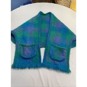 Old Bushmills Donegal Design Ireland Mohair Wool Cape Shawl Shrug One Size Fits